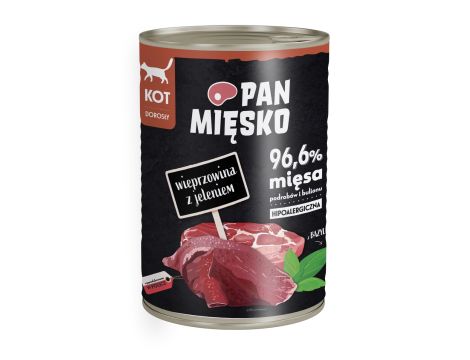 PAN MIĘSKO Karma mokra dla kota wieprzowina z jeleniem 400g