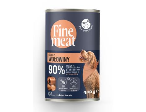 FINEMEAT Karma dla psa, kawałki wołowiny w sosie 400g [FM001 P]