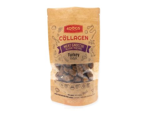 4DOGS COLLAGEN Kluski mięsne z indyka z proszkiem z poroża 100g