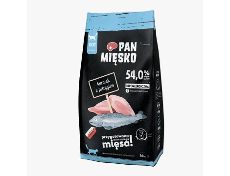 PAN MIĘSKO Karma sucha dla kota kurczak z pstrągiem chrupki S 1,6kg