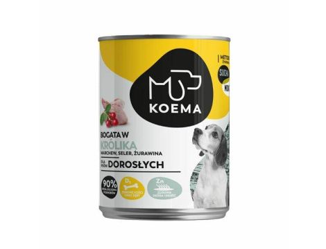 KOEMA Mokra karma dla psa z królikiem, puszka 400g