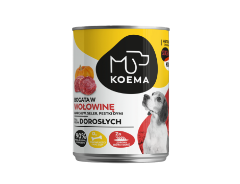 KOEMA Mokra karma dla psa z wołowiną, puszka 400g