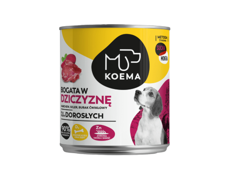 KOEMA Mokra karma dla psa z dziczyzną, puszka 800g