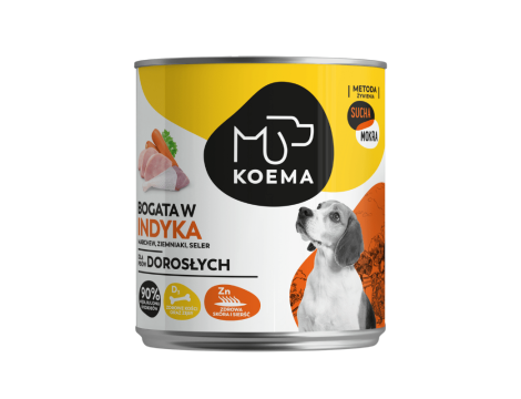 KOEMA Mokra karma dla psa z indykiem, puszka 800g