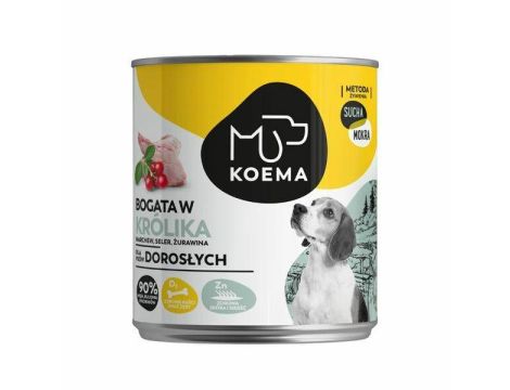 KOEMA Mokra karma dla psa z królikiem, puszka 800g