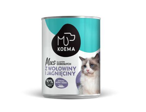 KOEMA Mokra karma dla kota z wołowiną i jagnięciną, puszka 400g