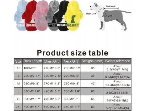 DOGANGEL Bluza z kapturem dla psa, różowa i szara, rozmiar XXL, dwie sztuki - 2